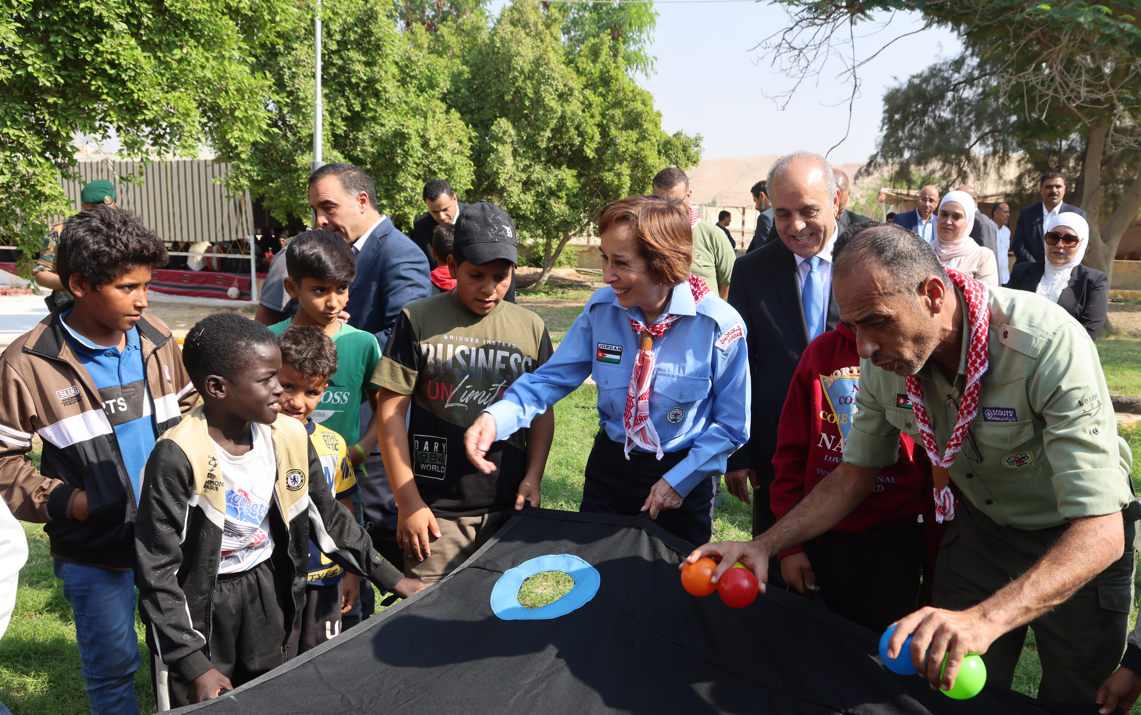 Children’s activities with the girl guides and guide leaders at Al Karama Scout Camp.
